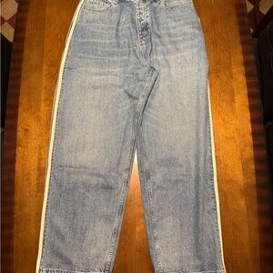 Baggy Blue and White Striped Jeans